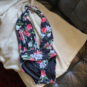 Floral halter swimsuit